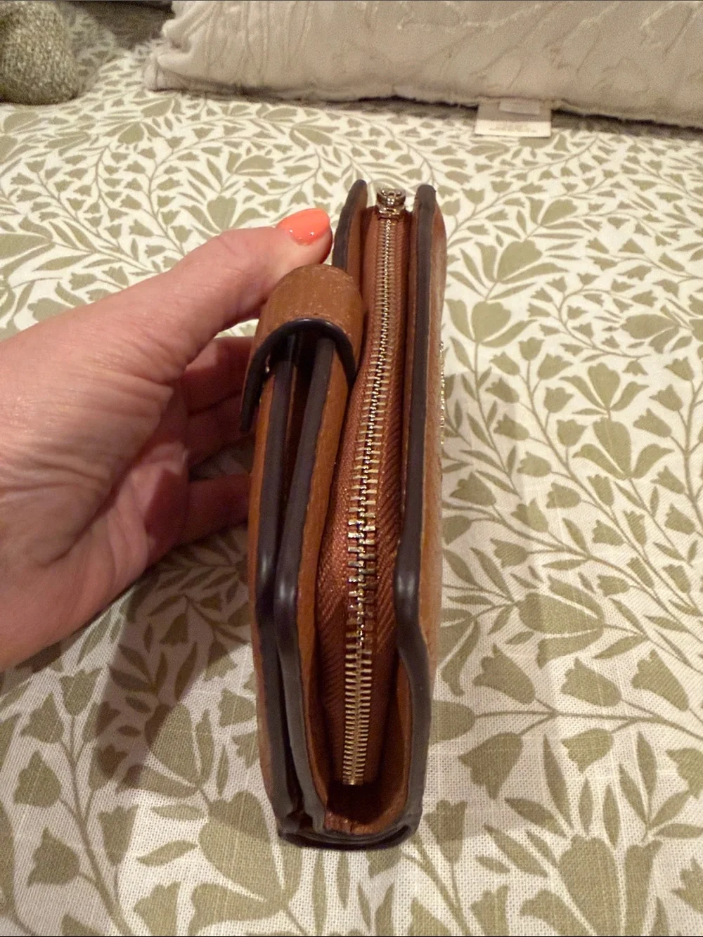 kate spade New York Cognac Pebbled Leather Zip Wallet